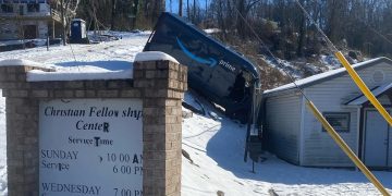Amazon Truck Crashes Into Church Outbuilding in Knoxville Due to Icy Conditions